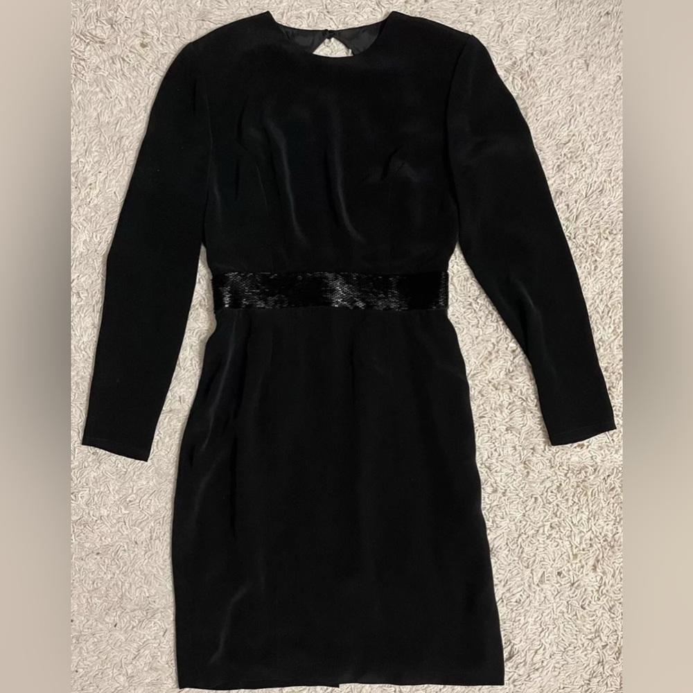 SUGARPLUM black long sleeve beaded knee length dress 4 small s